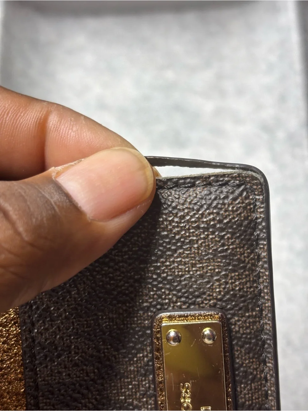 Michael Kors Dark Brown Card Holder with Gold Plate